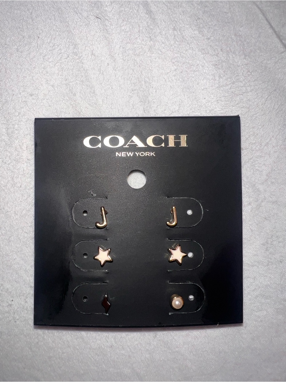 NWT Coach Rose Gold Mix Stud Earring Set - White Accent - Picture 2 of 4